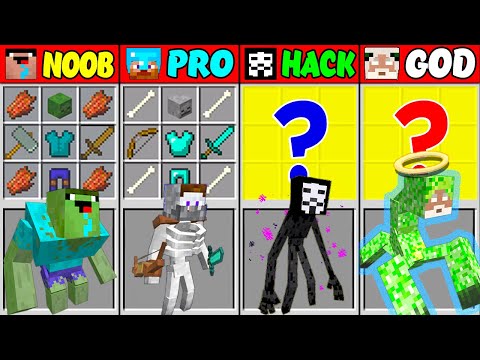 Minecraft NOOB vs PRO vs HACKER vs GOD MUTANT BATTLE Crafting Challenge (Animation)