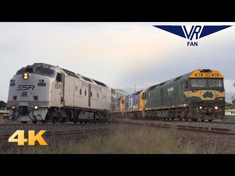 A Pass and Two Freights at Jacana: Australian Trains in 4K