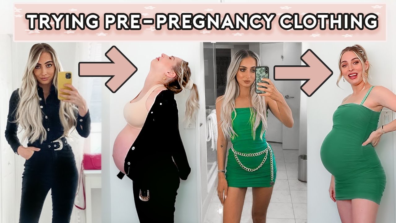 TRYING ON ALL MY PRE-PREGNANCY CLOTHING *while 8 months pregnant* 😅