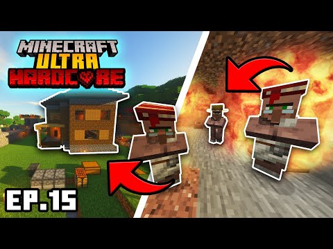 🍏 M UHC |  WE CLOSED VILLAGERS IN THE BASEMENT OF THE HOUSE!  I TERRORIZED THEM!  Ep #15