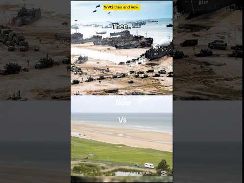 WW2 then and now D-Day Omaha 1944vs2025#ww2#dday#omaha#beach#britain#thenandnow#respect#usa#ytshorts