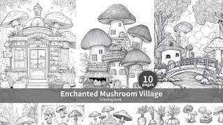 Enchanted Mushroom Village – 10 Printable Coloring Pages