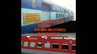 preview picture of video 'Jodhpur-Howrah Express  Xing  Newly lbhfied MUV-NDLS S.F Express. @ Shikohabad Jn.'