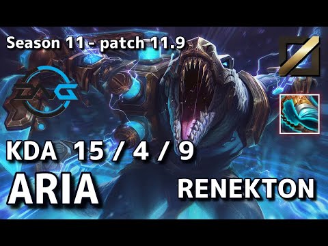 【EUWサーバー/M1】DFM Aria レネクトン(Renekton) VS アカリ(Akali) MID - Patch11.9 EUW Ranked【LoL/MSI】