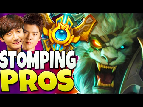 KOREAN CHALLENGER RENGAR SMASHING PROS - ft Peanut, Huni, Deft - League of Legends