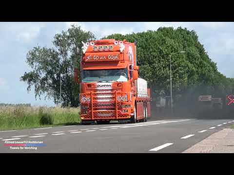 Uittocht Truckshow Nederhemert 2022 | FA. W VAN WIJK Scania V8 144 530 Open Pipe with smoke !!!