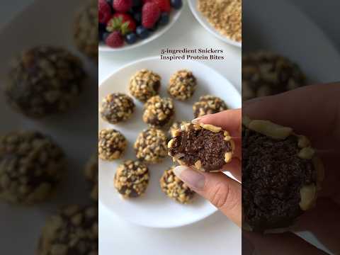5-ingredient ”Snickers” Protein Bites😍 #snackideas #easyrecipes #healthyrecipes