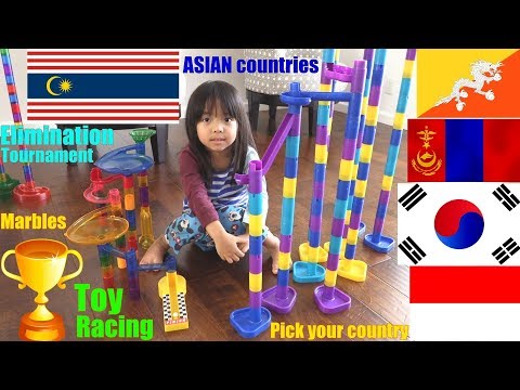 Marble Racing, Battle of ASIAN Countries! Olympic Racing Games Race #29. Family Racing Game