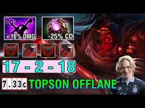 WTF Topson Offlane [Axe] 100% Crazy Build Kaya Sange + Octarine Core No Any Mercy 17Kill Dota2 7.33C