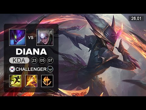 Diana vs Kha'Zix Jungle - KR Challenger - Patch 26.01 Season 16