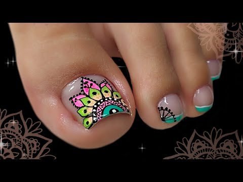 Diseño de uñas colorido con FIGURA de MANDALA 😍💅#miarteentusuñas #naildesing #nailart