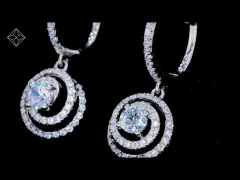 Diamond Swirl Drop Earrings 0.65ct Set in 18K White Gold - P3405