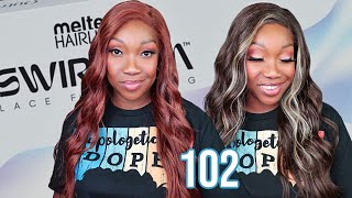 OKAY COLORS!! Outre Melted Hairline Swirlista SWIRL 102 Ginger Auburn Synthetic Glueless Lace Wig