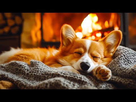 Corgi Sleeping by the Fireplace – Cozy Dog Nap Ambience with Fire Sounds 🐶🔥