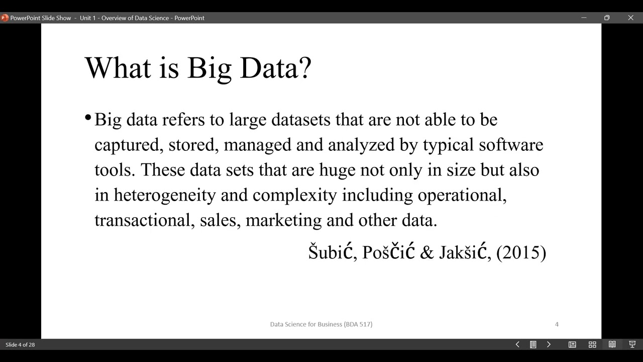 Unit 1: Overview of Data Science + Unit 2: Big Data Analytics Process + Unit 3: Introduction to R In