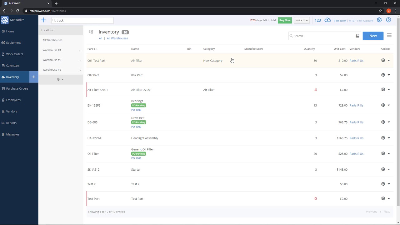 Maintenance Pro Web - Inventory Basics