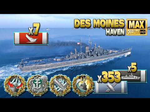 Cruiser Des Moines: MVP on map Haven - World of Warships