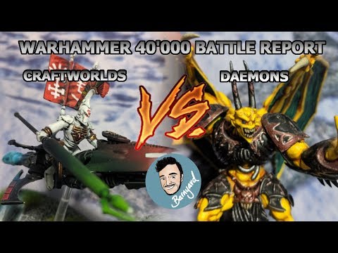 WARHAMMER 40'000 BATTLE REPORT: CRAFTWORLDS VS DAEMONS 1000 PTS (Biel-Tan VS Tzeentch)