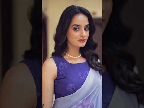 Purple Weightless Marbal Floral Printed Saree with Lace Border & Matching Blouse