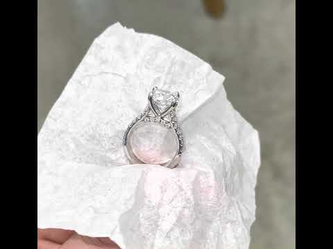 5.50 CTW Platinum Custom Engagement Ring with a 4.40 carat lab diamond @diamondexchangehouston