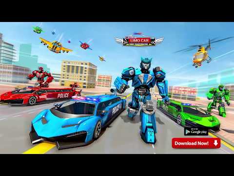 Flying Limo Robot Car Transform: Police Robot Game