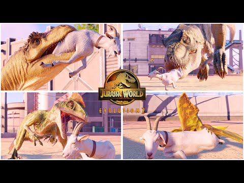 Goat Hunting Animations of All Carnivore Dinosaurs 🦖 Jurassic World Evolution 2
