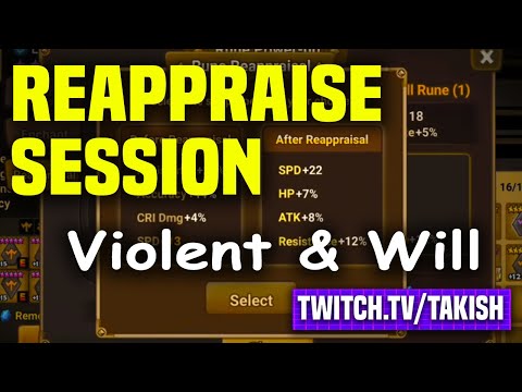 Violent & Will! + 22 SPD +18 SPD!! HIGH ROLLS Reappraise Session! - Takish Twitch Stream