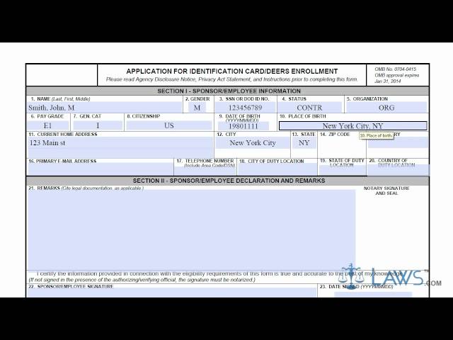 Dd Form 1172 Dependent Id Card