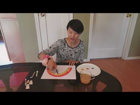 How to use red, yellow and blue watercolor to paint rainbow? 怎么用红黄蓝水彩画彩虹？