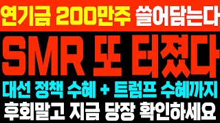 [주식] SMR 또 터졌다!!! 기관 외인 쌍끌이 연기금 200만주 쓸어담는 이기업! 대선 정책 수혜 트럼프 수혜까지 호재가 쏟아집니다 당장 확인하세요 #대우건설 #한텍