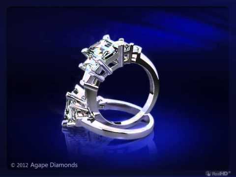 2.31Ct Emerald Cut 5-Stone Engagement Ring With Baguette Accents In White Gold