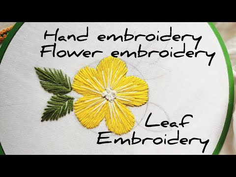 Hand embroidery  - Flower embroidery leaf embroidery #handembrodairy #youtubevideo #subscribe