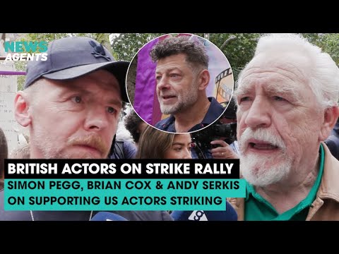 Brian Cox, Simon Pegg and Andy Serkis join the London rally for US actor strike