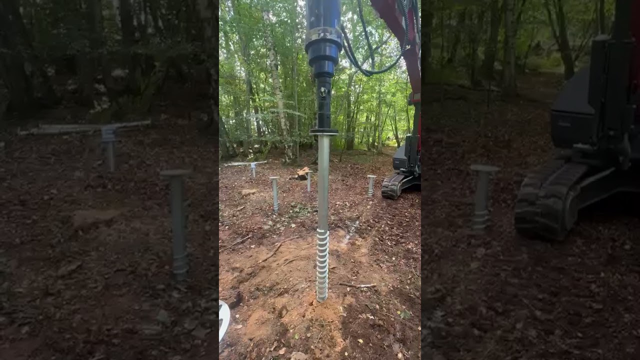Commercial ground screw foundation installed with specialist plant in Scotland