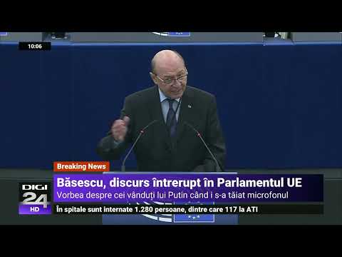 Lui Băsescu i s-a tăiat microfonul în PE când citea lista liderilor europeni vânduți lui Putin