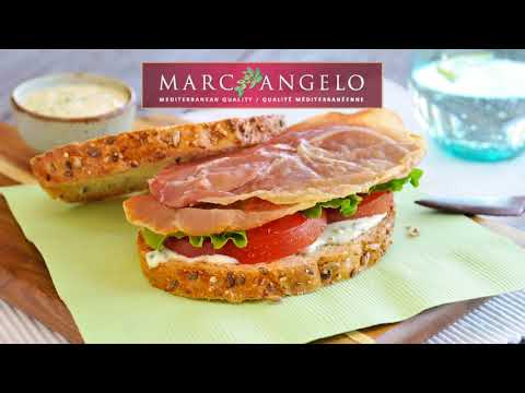 Sandwichs au Prosciutto Marcangelo, laitue et tomates avec mayonnaise citron basilic