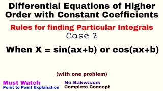7. Rules for finding Particular Integral | Case 2 | Differential Equations of Higher Order