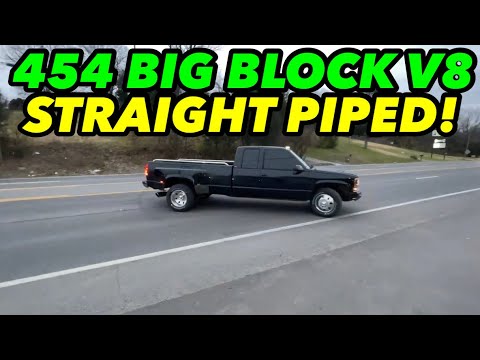 1995 Chevy Silverado DUALLY 454 BIG BLOCK V8 EXHAUST w/ 3.5 INCH STRAIGHT PIPES!