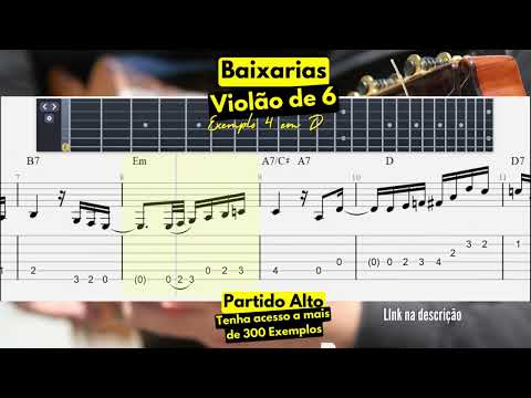 Frases Violão de 6 Baixarias Exemplo nº 4 Em D Ré Maior Partido Alto