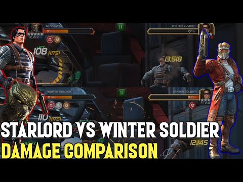 Starlord Vs Winter Soldier With Kilmonger Synergy Damage Comparison | Marvel Contest Of Champions