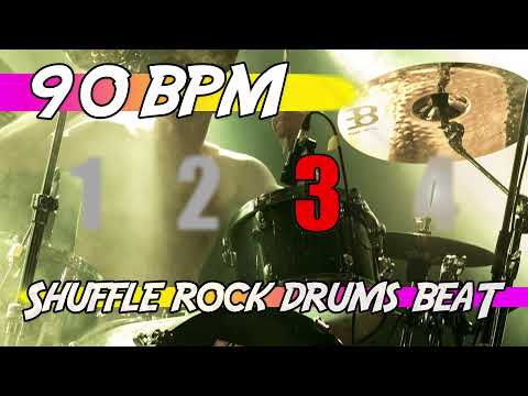 ✅ 90 BPM Backing Track 🥁 Ten minutes of shuffle rock drums beat