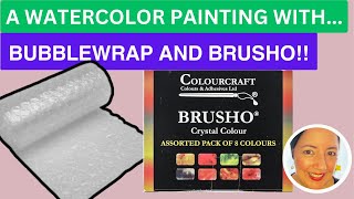 A Watercolor Painting with Bubblewrap and Brusho!