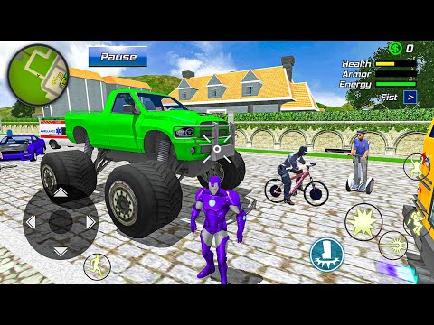 Iron Rope Hero Gangster Crime - Monster Truck and Motorbike at Vegas City - Android Gameplay