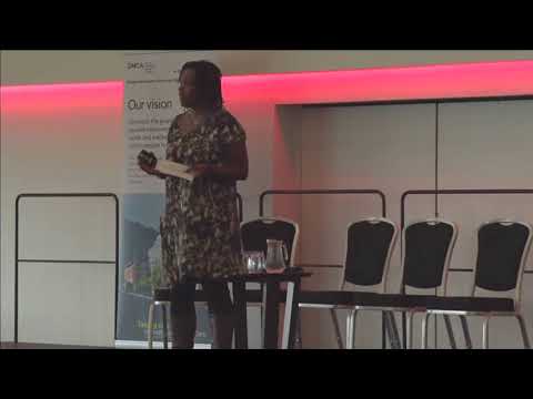 Ruth Ibegbuna, Founder and CEO of RECLAIM, speaking at the GM Health & Care Summit