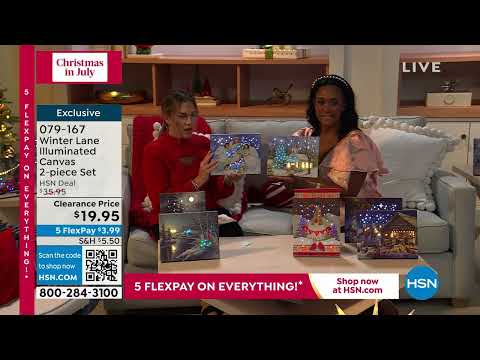 Winter Lane Illuminated Red Truck Canvas  2pack