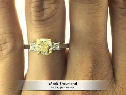 1.93ct Fancy Yellow Cushion Cut Diamond Engagement Anniversary Ring - Mark Broumand