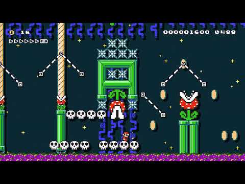 ☆★Toxic Piranha Pipe Platforms★☆ by ☆Lionaris☆ 🍄 Super Mario Maker 2 ✹Switch✹ #aza