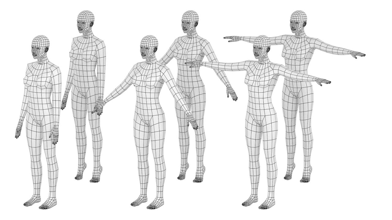 Mujer natural en 6 poses de modelado COLECCI&Oacute;N Modelo 3D