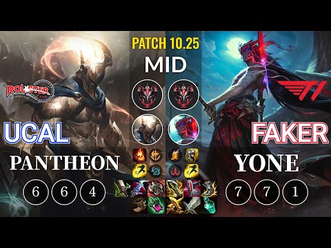 KT Ucal Pantheon vs T1 Faker Yone Mid - KR Patch 10.25