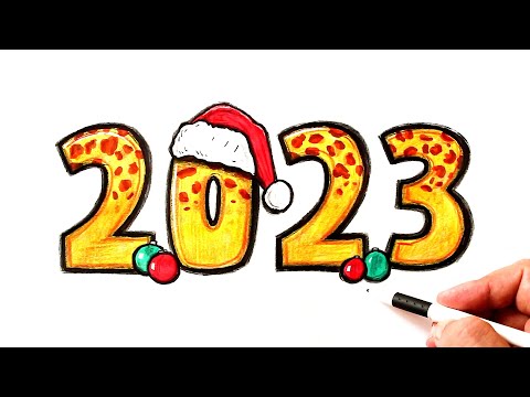 КАК КРАСИВО НАРИСОВАТЬ ЧИСЛО 2022 КАРАНДАШОМ И КРАСКАМИ ПОЭТАПНО